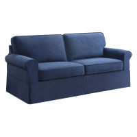 OSP Home Furnishings ASN53-S66 Ashton Slip Cover Sofa in Navy Fabric